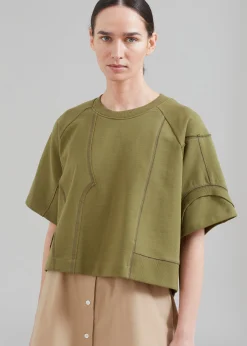 The Frankie Shop 3.1 Phillip Lim Patched Sweatshirt Combo Dress Olive Multi Outlet