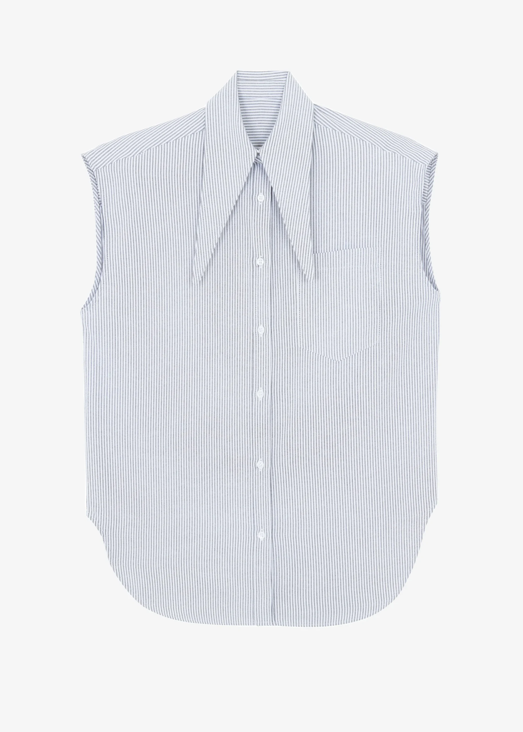 The Frankie Shop Aiden Long Collar Shirt Grey Stripe New