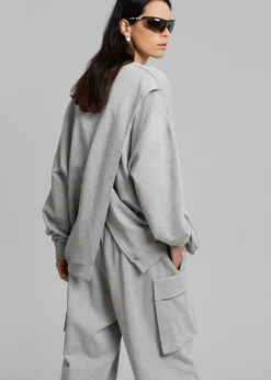 The Frankie Shop Aliz Open Back Sweatshirt Grey Best