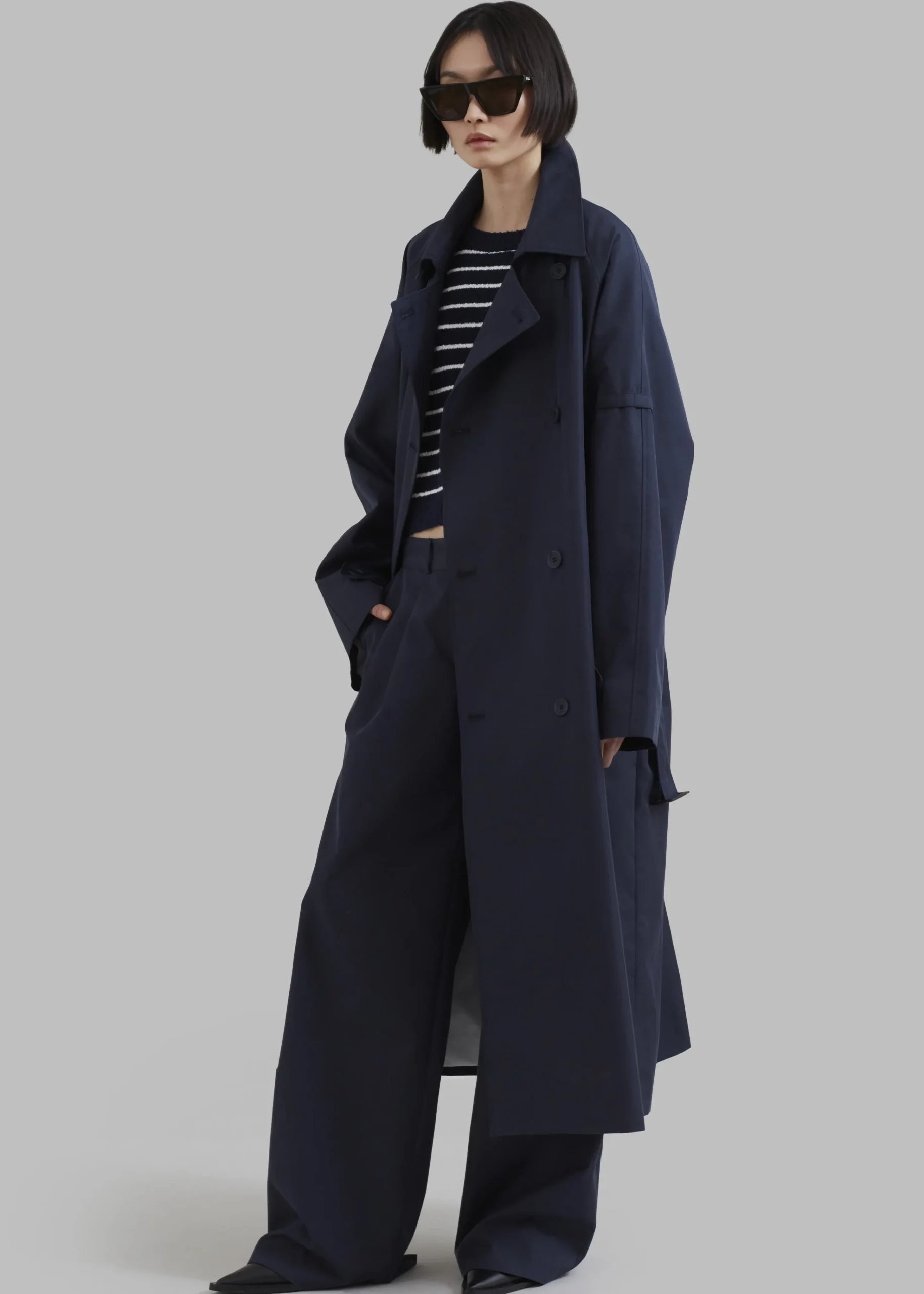 The Frankie Shop Anderson Trench Coat Dark Navy Discount