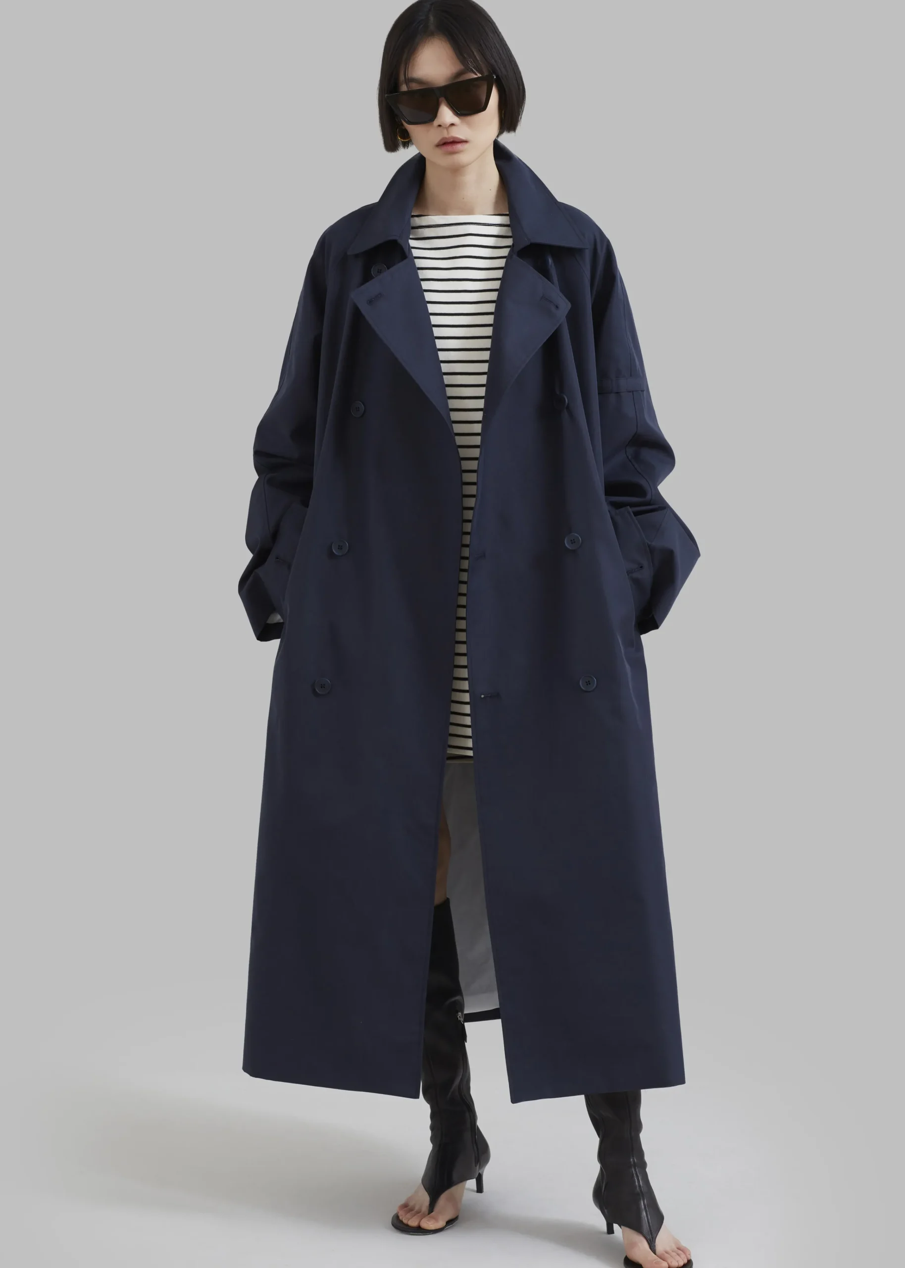 The Frankie Shop Anderson Trench Coat Dark Navy Discount