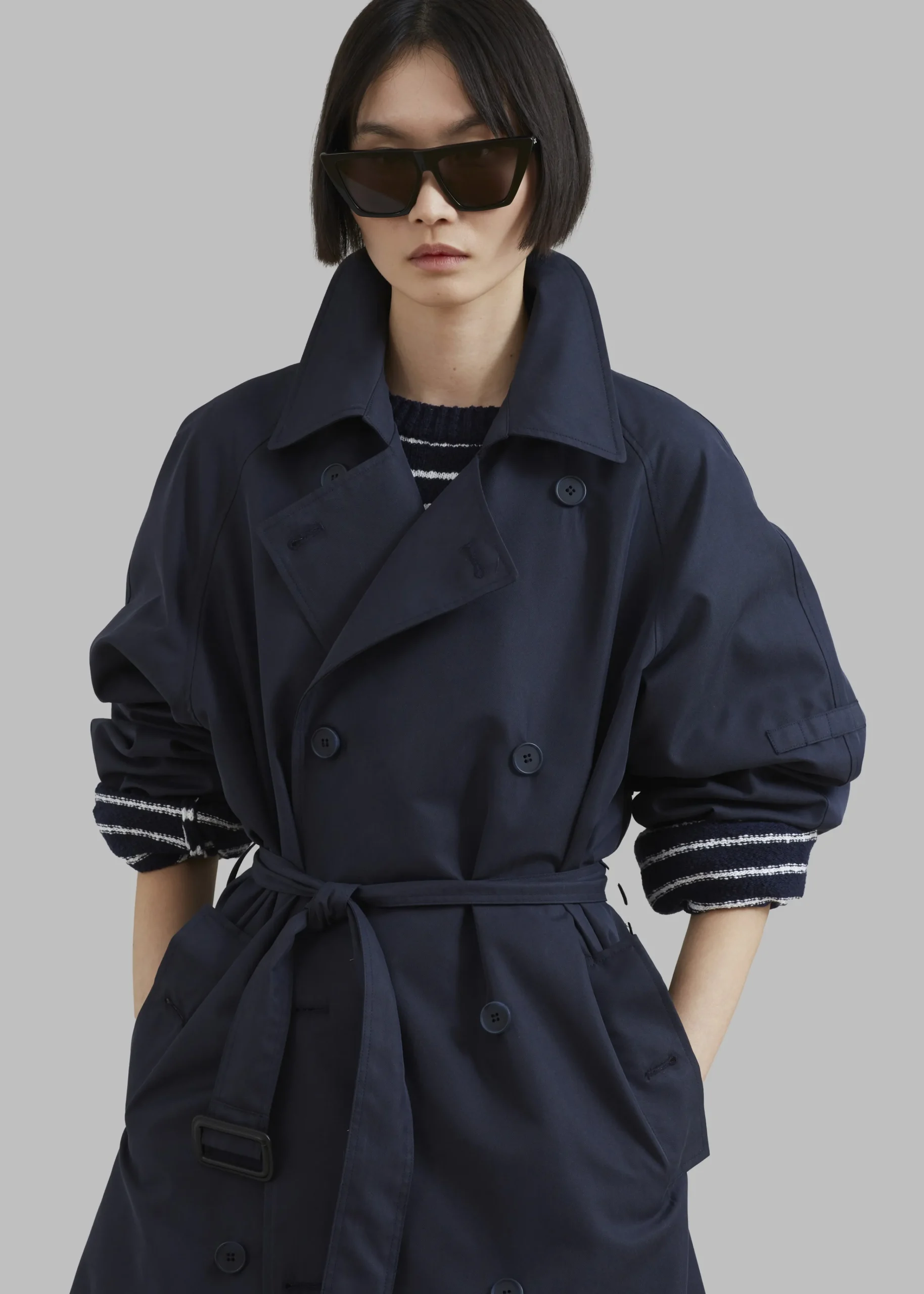 The Frankie Shop Anderson Trench Coat Dark Navy Discount