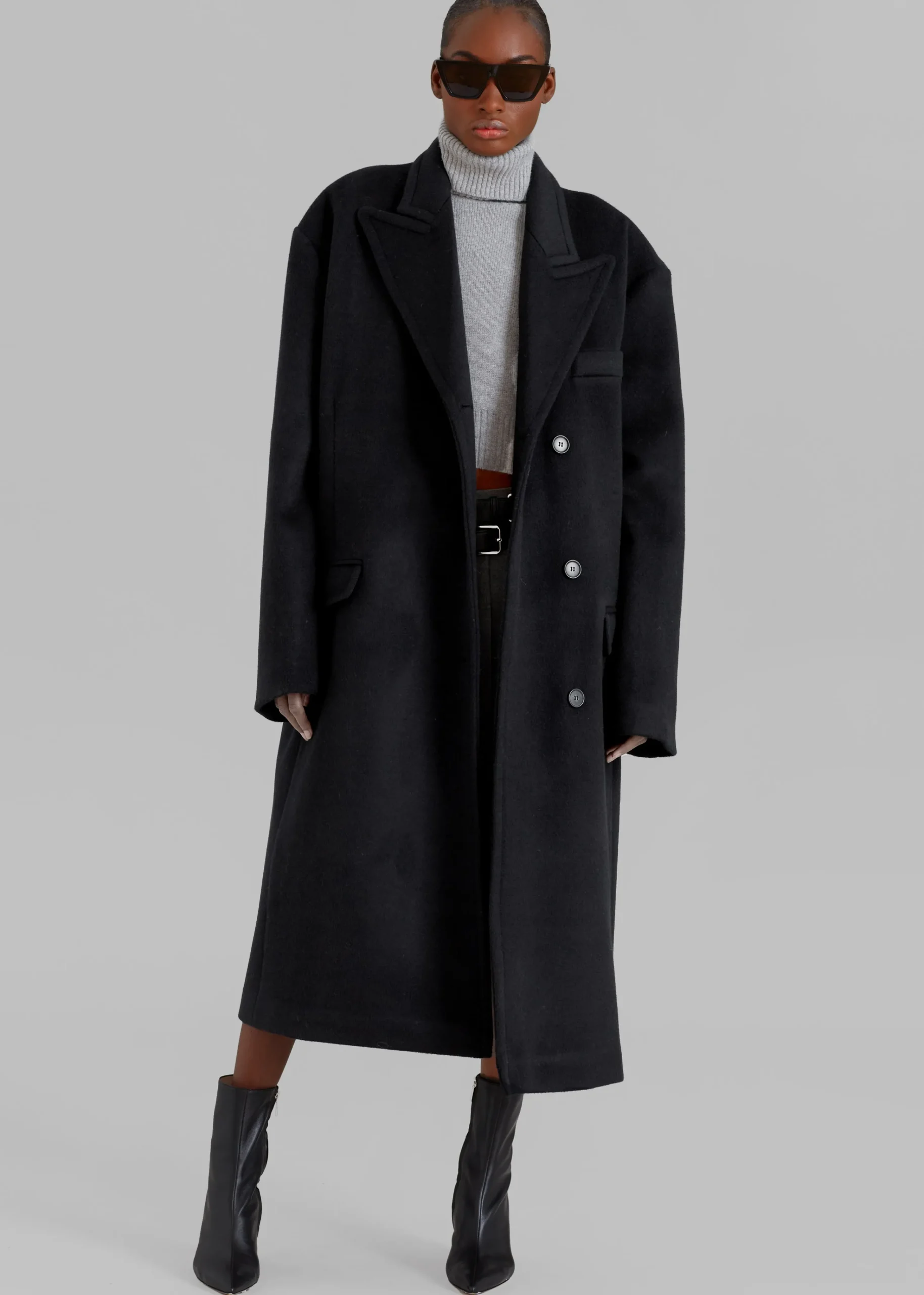 The Frankie Shop Anya Oversized Coat Black