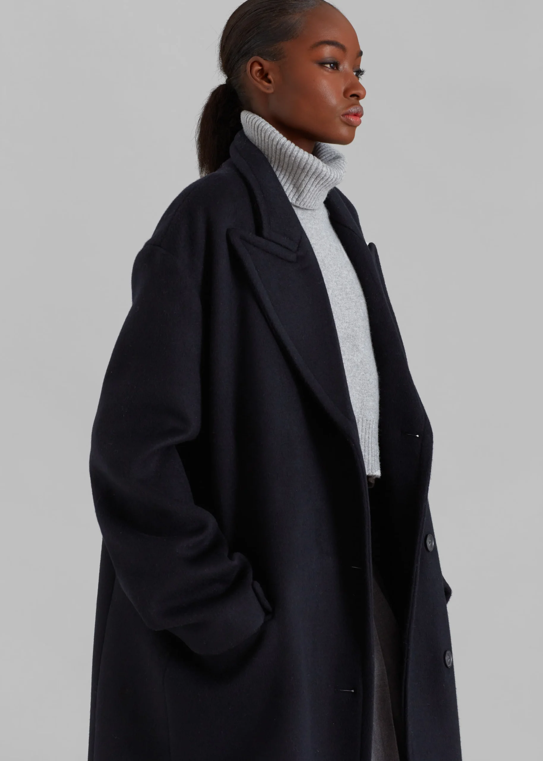 The Frankie Shop Anya Oversized Coat Black