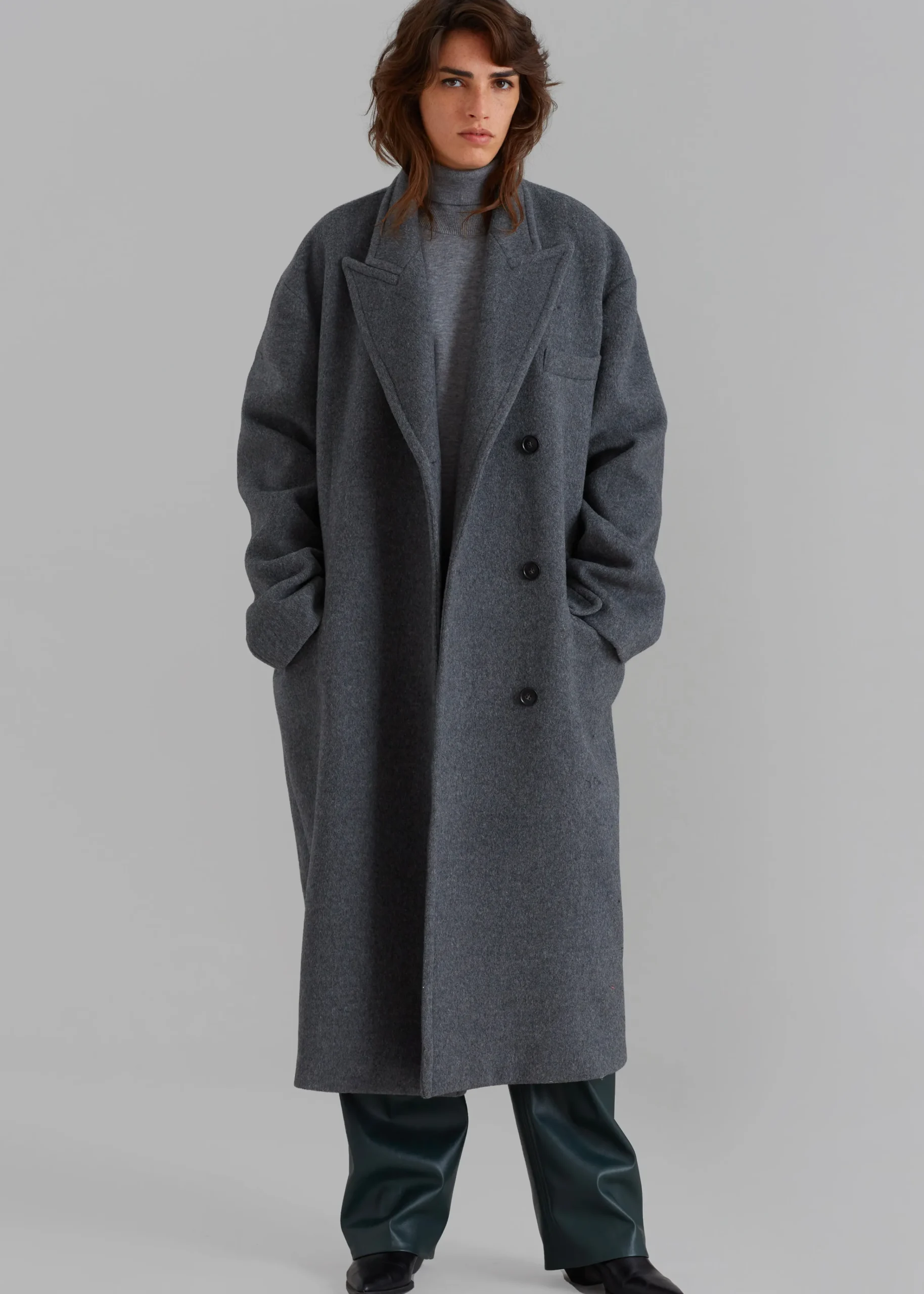 The Frankie Shop Anya Oversized Coat Charcoal