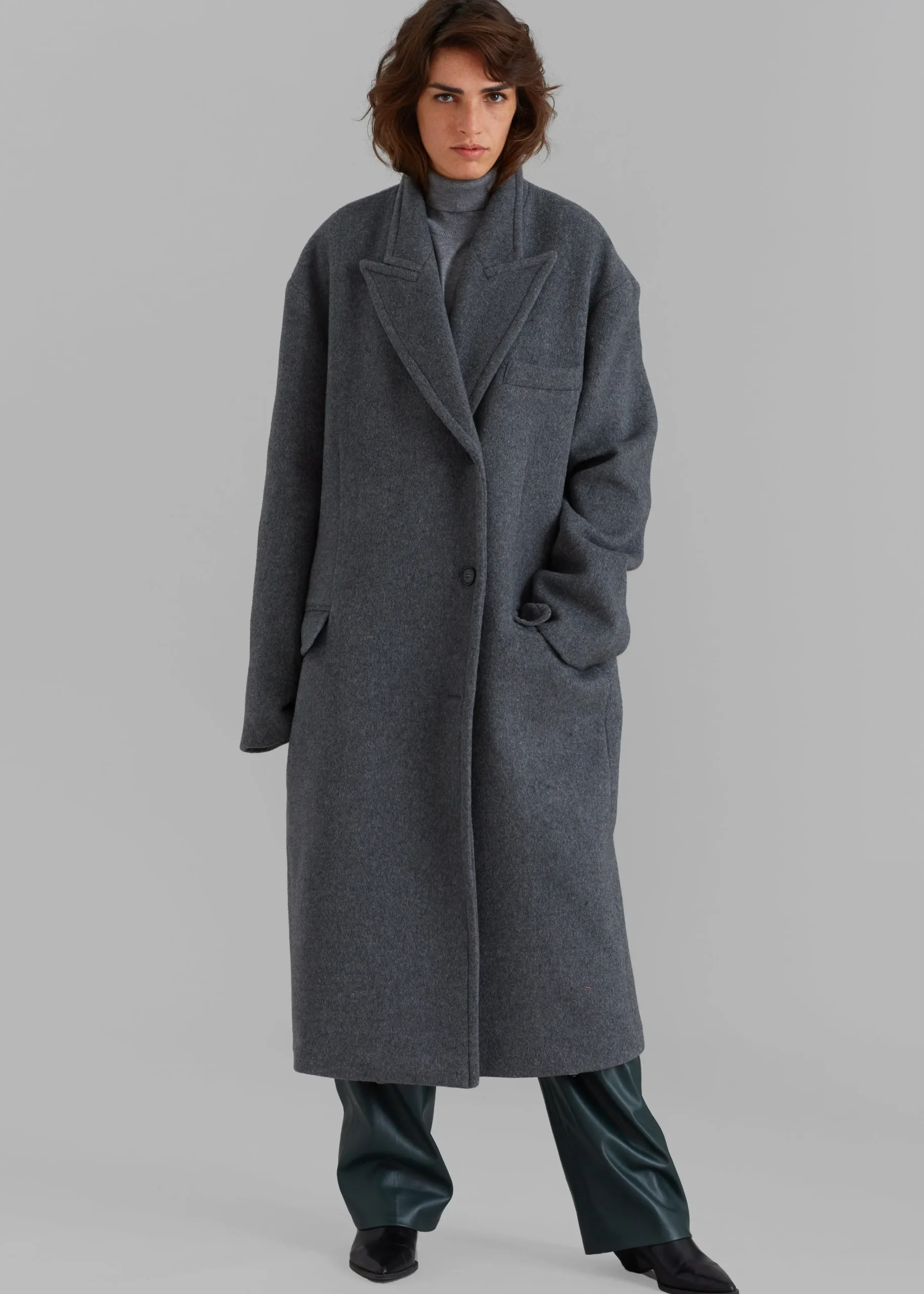 The Frankie Shop Anya Oversized Coat Charcoal