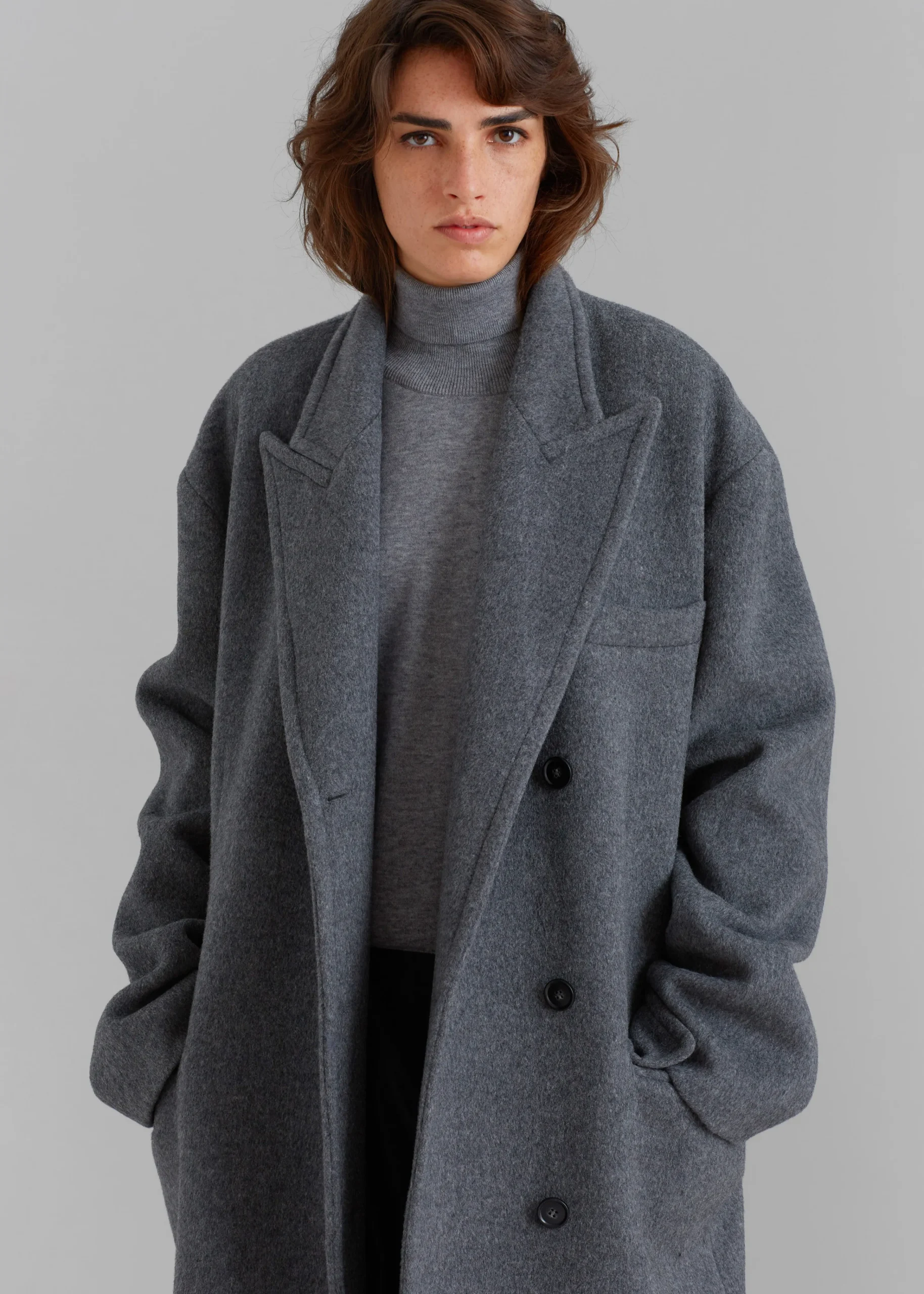 The Frankie Shop Anya Oversized Coat Charcoal