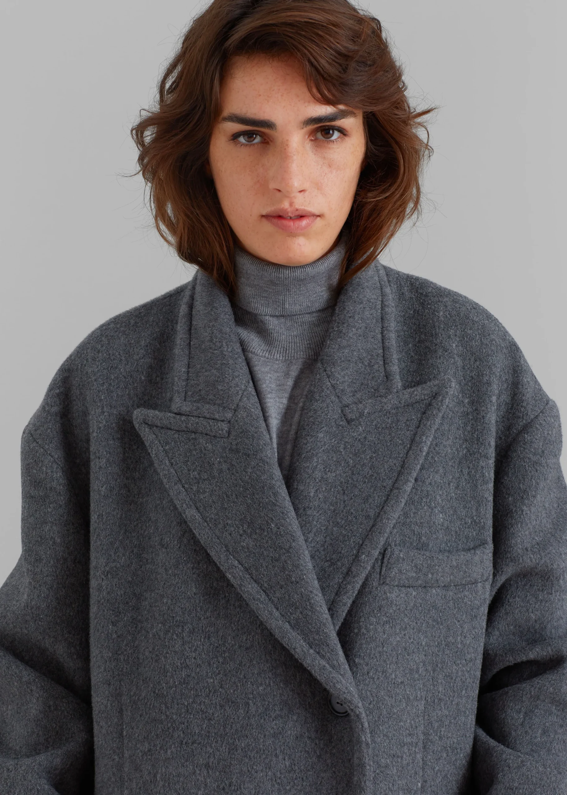 The Frankie Shop Anya Oversized Coat Charcoal
