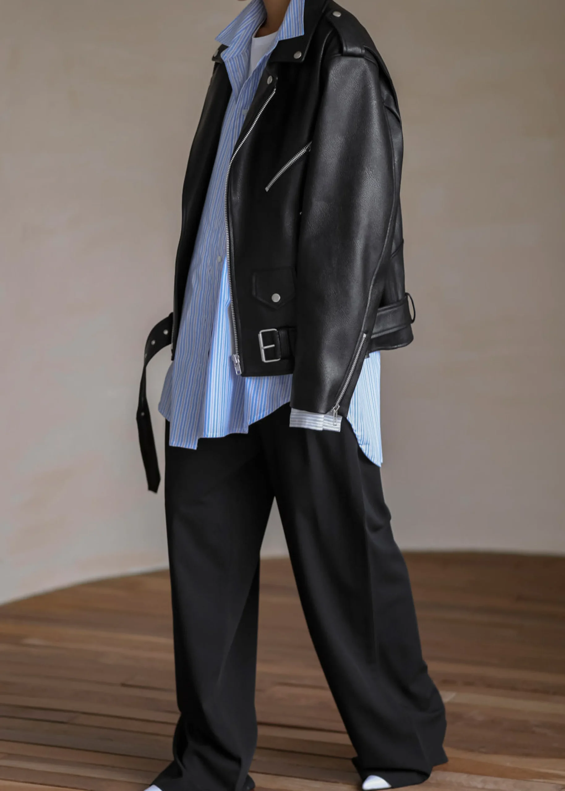 The Frankie Shop Aria Faux Leather Jacket Black Outlet