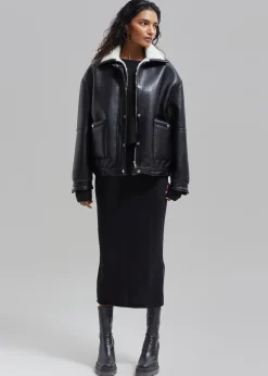 The Frankie Shop Arin Faux Leather Jacket Black Sale