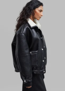 The Frankie Shop Arin Faux Leather Jacket Black Sale