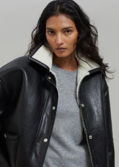 The Frankie Shop Arin Faux Leather Jacket Black Sale