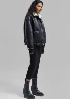 The Frankie Shop Arin Faux Leather Jacket Black Sale