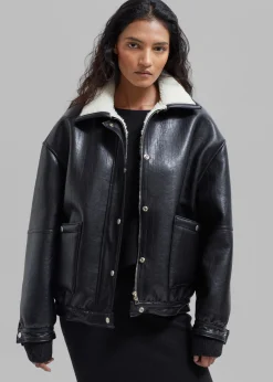 The Frankie Shop Arin Faux Leather Jacket Black Sale