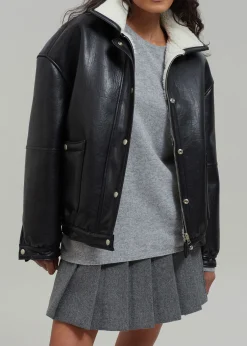 The Frankie Shop Arin Faux Leather Jacket Black Sale