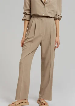 The Frankie Shop Bea Fluid Pinstripe Suit Pants Camel Hot