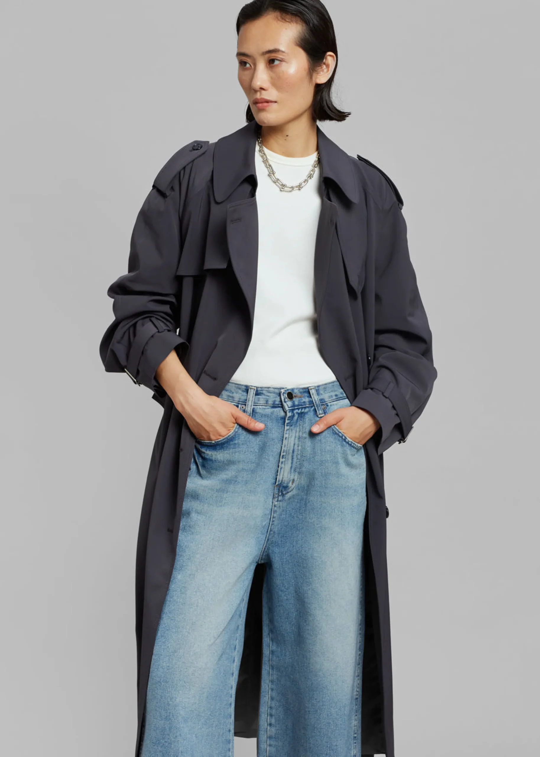 The Frankie Shop Boli Wide Pants Blue Denim Discount