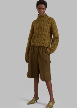 The Frankie Shop Bristol Cargo Shorts Olive New