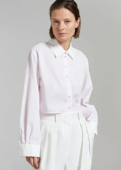The Frankie Shop Calgari Contrast Cropped Shirt Pink Stripe Online