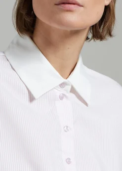 The Frankie Shop Calgari Contrast Cropped Shirt Pink Stripe Online