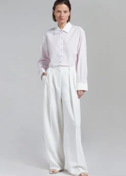 The Frankie Shop Calgari Contrast Cropped Shirt Pink Stripe Online