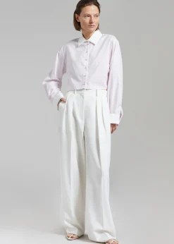 The Frankie Shop Calgari Contrast Cropped Shirt Pink Stripe Online