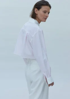 The Frankie Shop Calgari Contrast Cropped Shirt Pink Stripe Online
