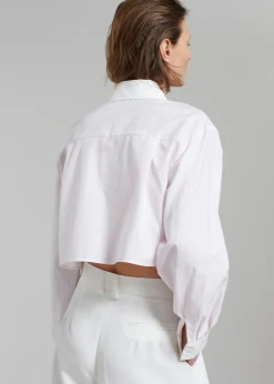 The Frankie Shop Calgari Contrast Cropped Shirt Pink Stripe Online