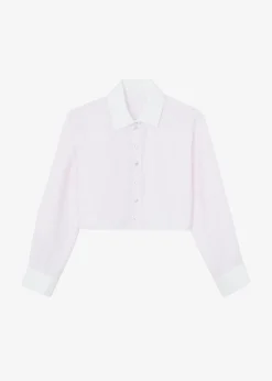 The Frankie Shop Calgari Contrast Cropped Shirt Pink Stripe Online