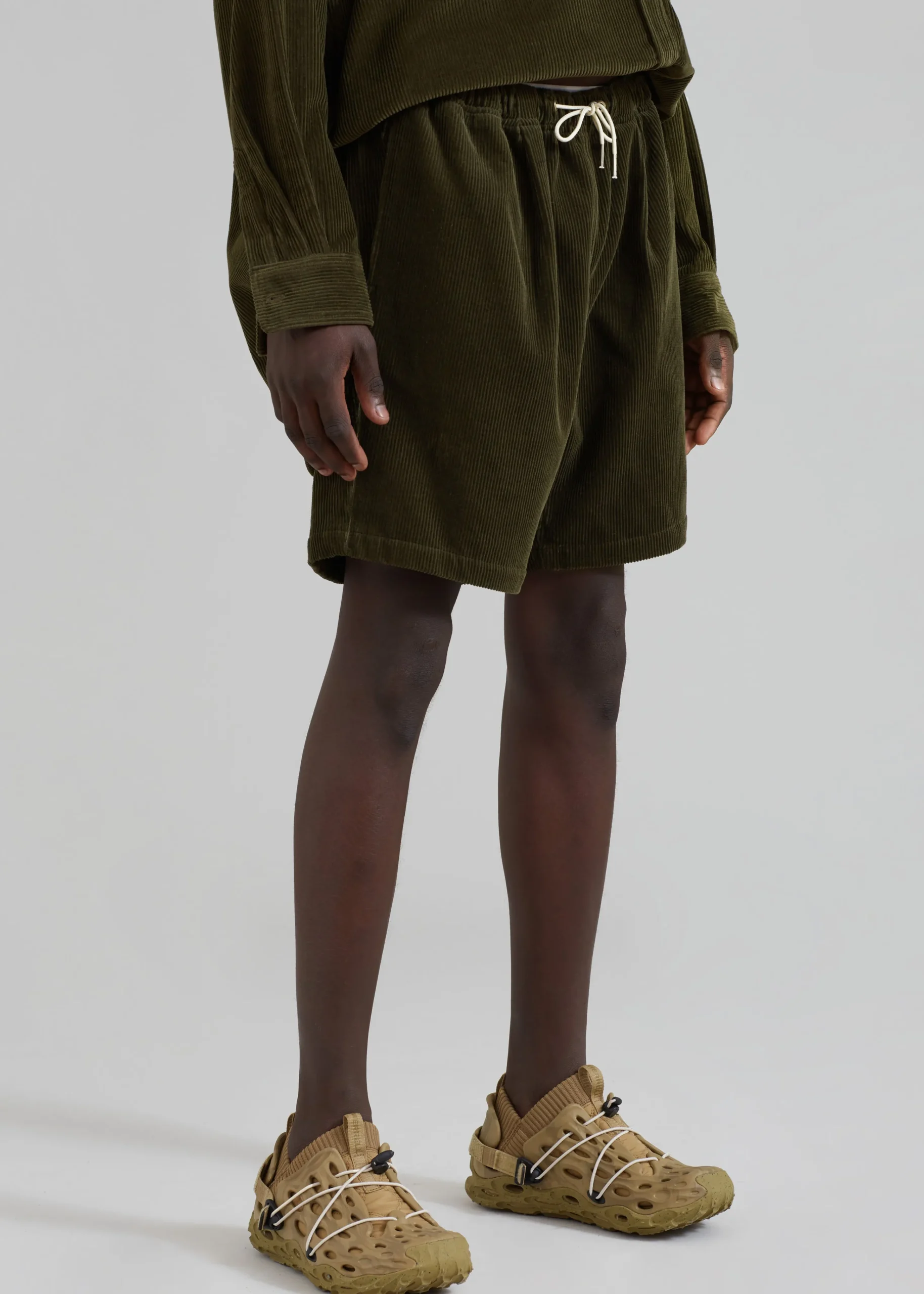 The Frankie Shop Camden Corduroy Shorts Olive Sale