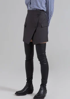 The Frankie Shop Camsel Cross Skirt Charcoal Best
