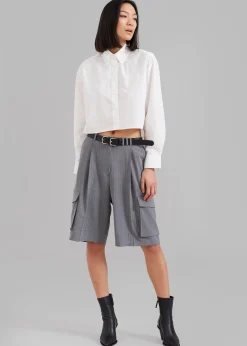 The Frankie Shop Caracas Cropped Shirt White New