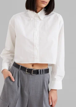 The Frankie Shop Caracas Cropped Shirt White New
