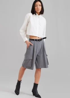 The Frankie Shop Caracas Cropped Shirt White New