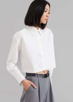 The Frankie Shop Caracas Cropped Shirt White New
