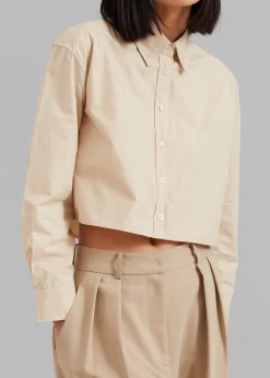 The Frankie Shop Caracas Cropped Shirt Beige