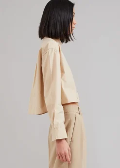 The Frankie Shop Caracas Cropped Shirt Beige