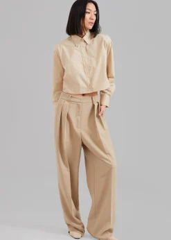 The Frankie Shop Caracas Cropped Shirt Beige
