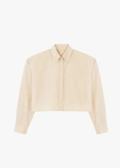The Frankie Shop Caracas Cropped Shirt Beige