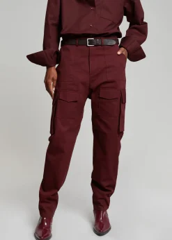 The Frankie Shop Carrie Twill Cargo Pants Burgundy Online