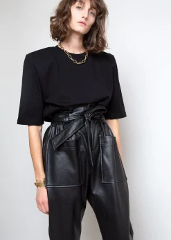 The Frankie Shop Carrington Padded Shoulder Tee Black