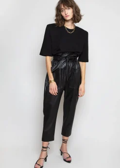 The Frankie Shop Carrington Padded Shoulder Tee Black