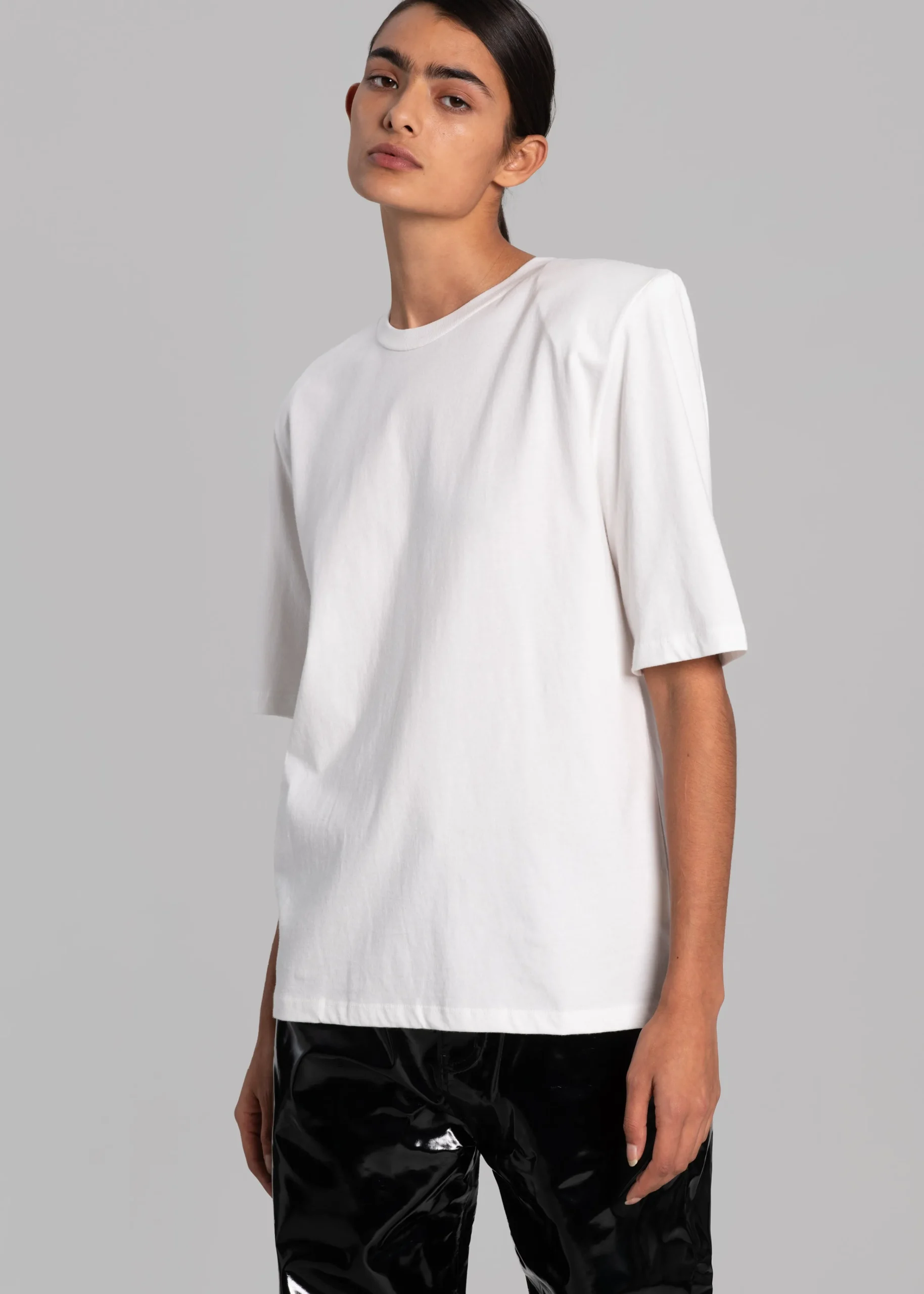 The Frankie Shop Carrington Padded Shoulder Tee White Online