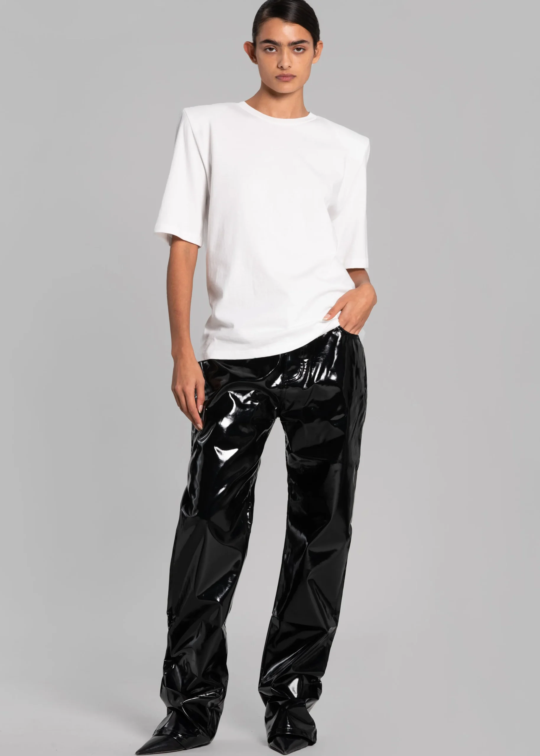 The Frankie Shop Carrington Padded Shoulder Tee White Online