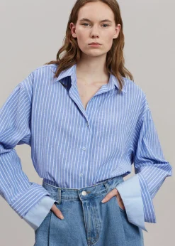 The Frankie Shop Christa Striped Shirt Blue Hot