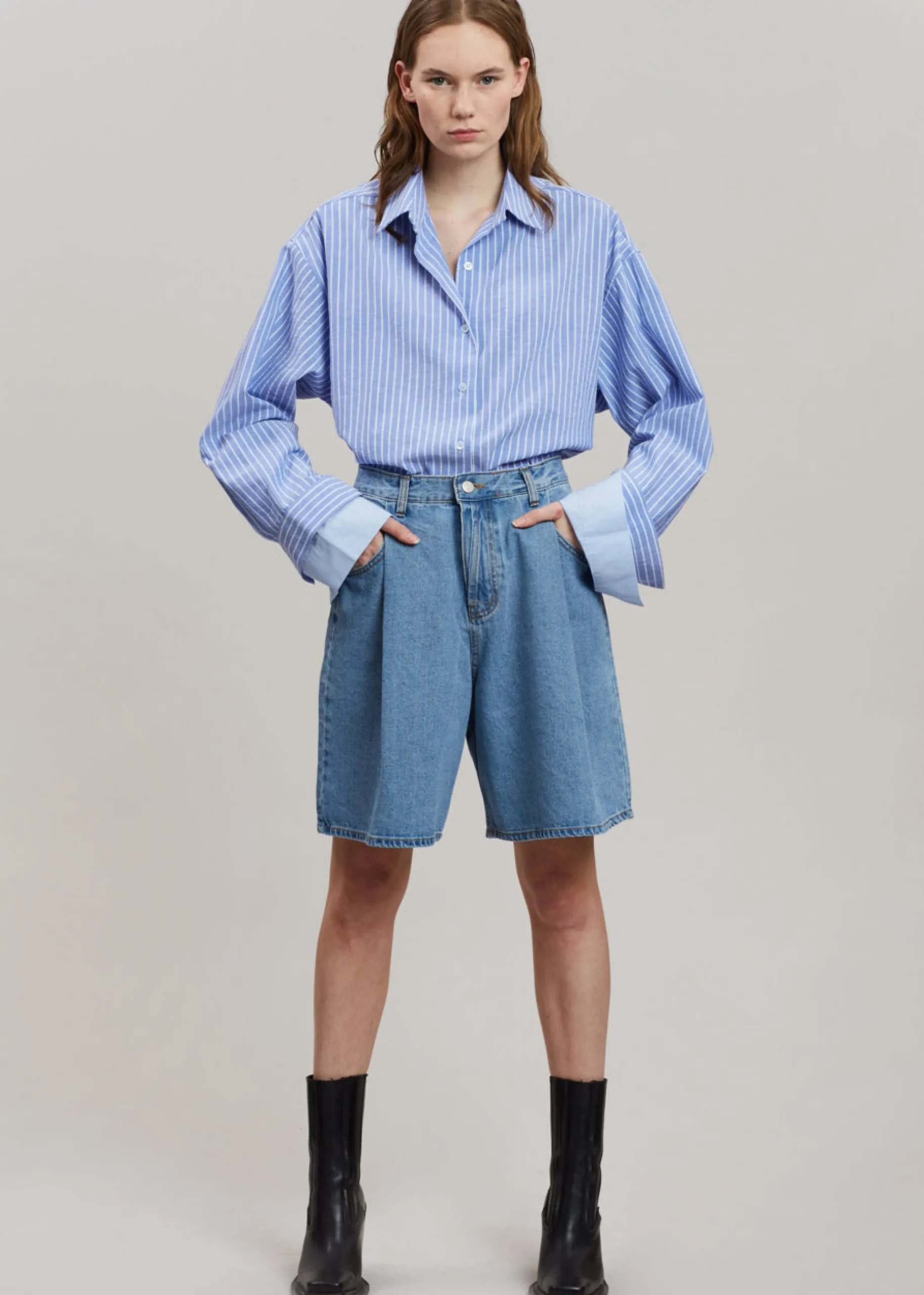 The Frankie Shop Christa Striped Shirt Blue Hot