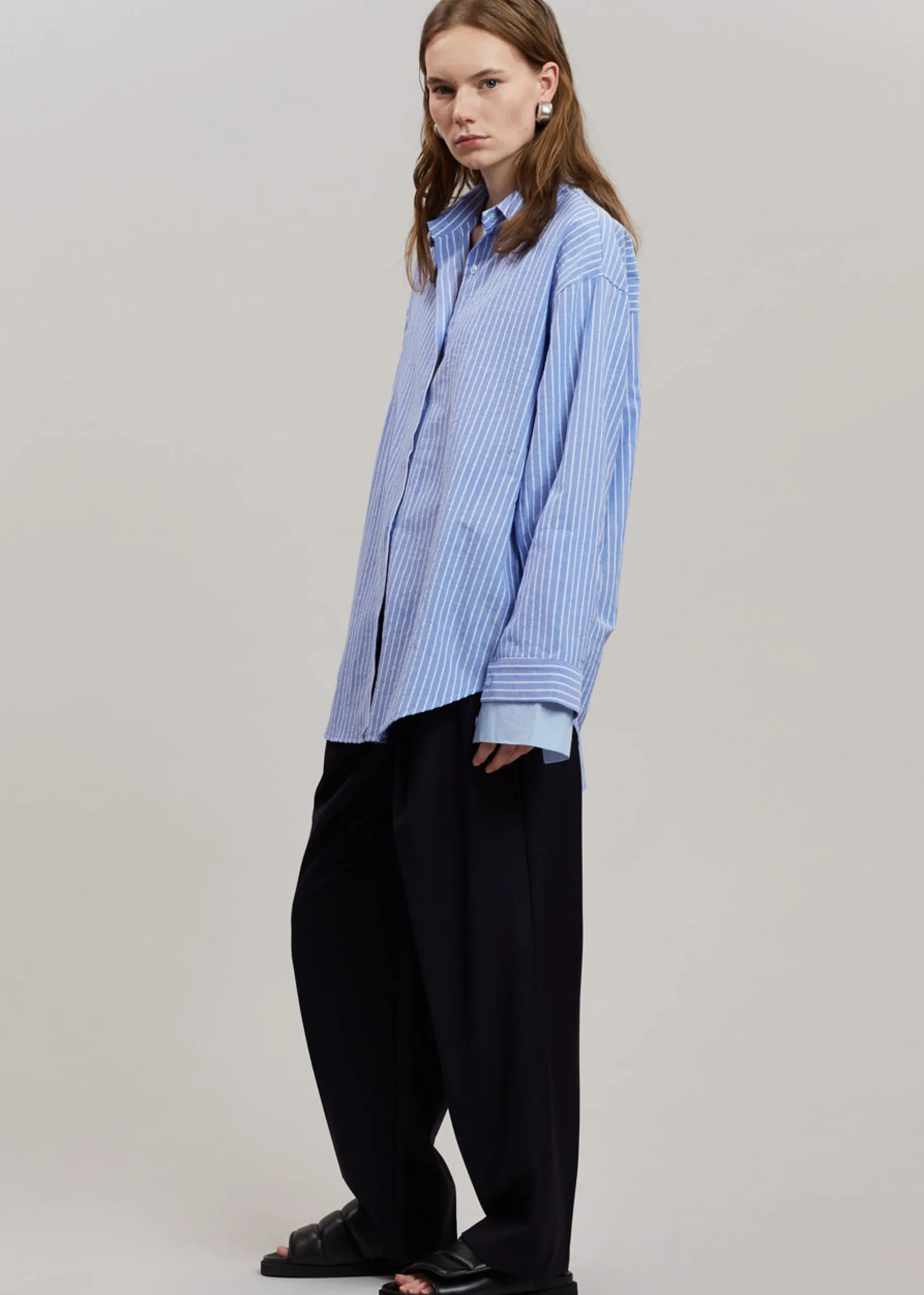 The Frankie Shop Christa Striped Shirt Blue Hot