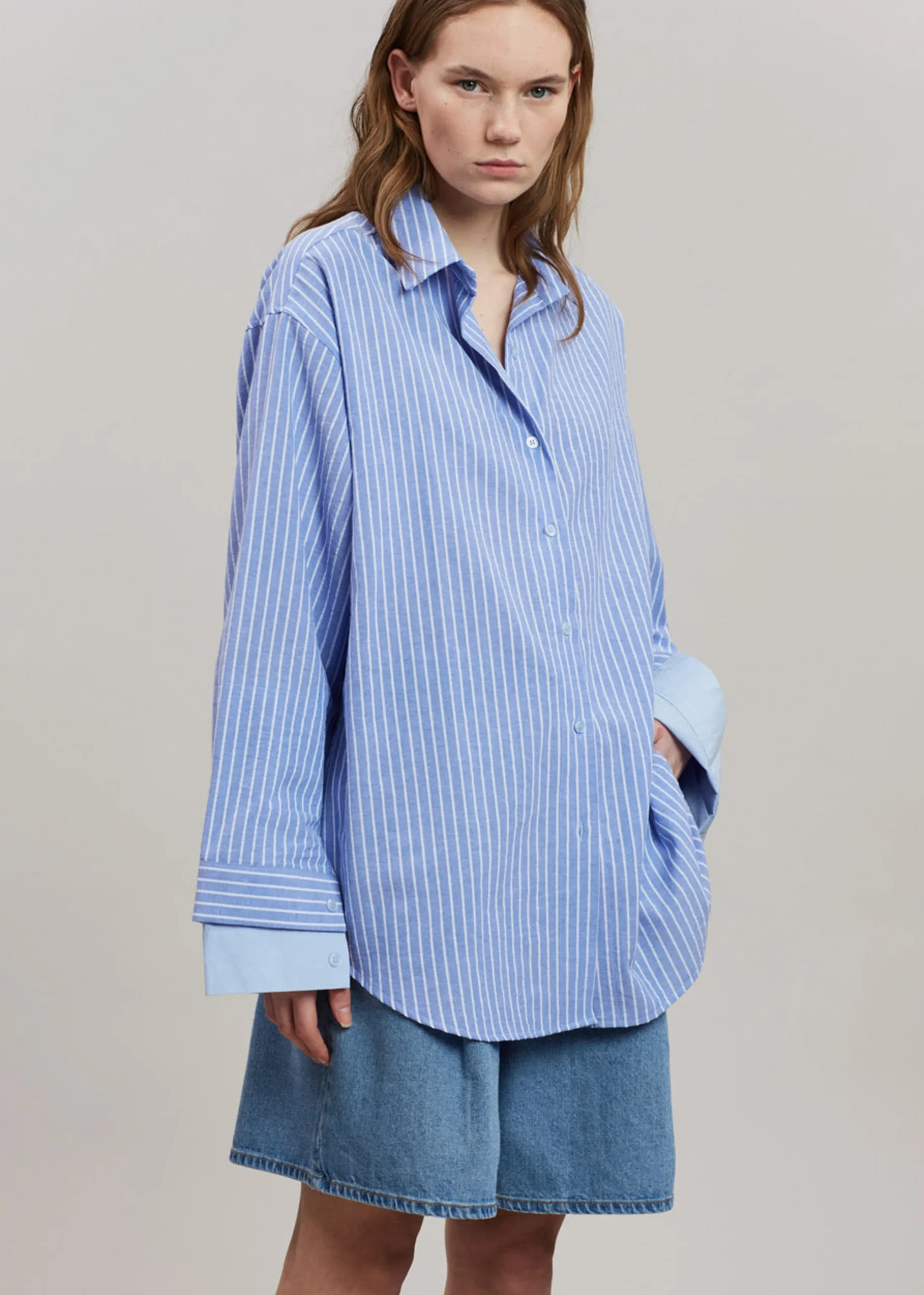 The Frankie Shop Christa Striped Shirt Blue Hot