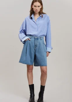 The Frankie Shop Christa Striped Shirt Blue Hot