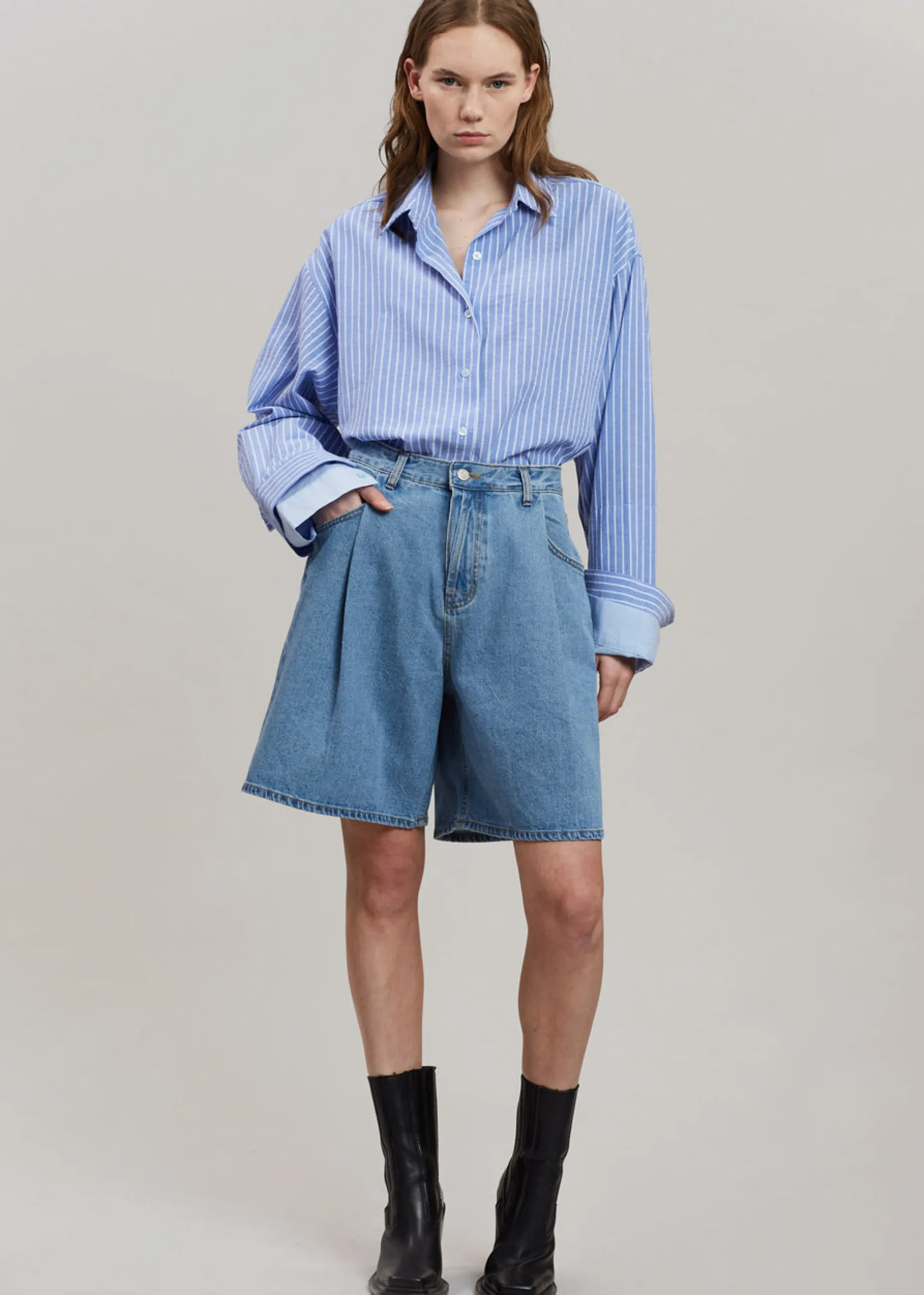 The Frankie Shop Christa Striped Shirt Blue Hot